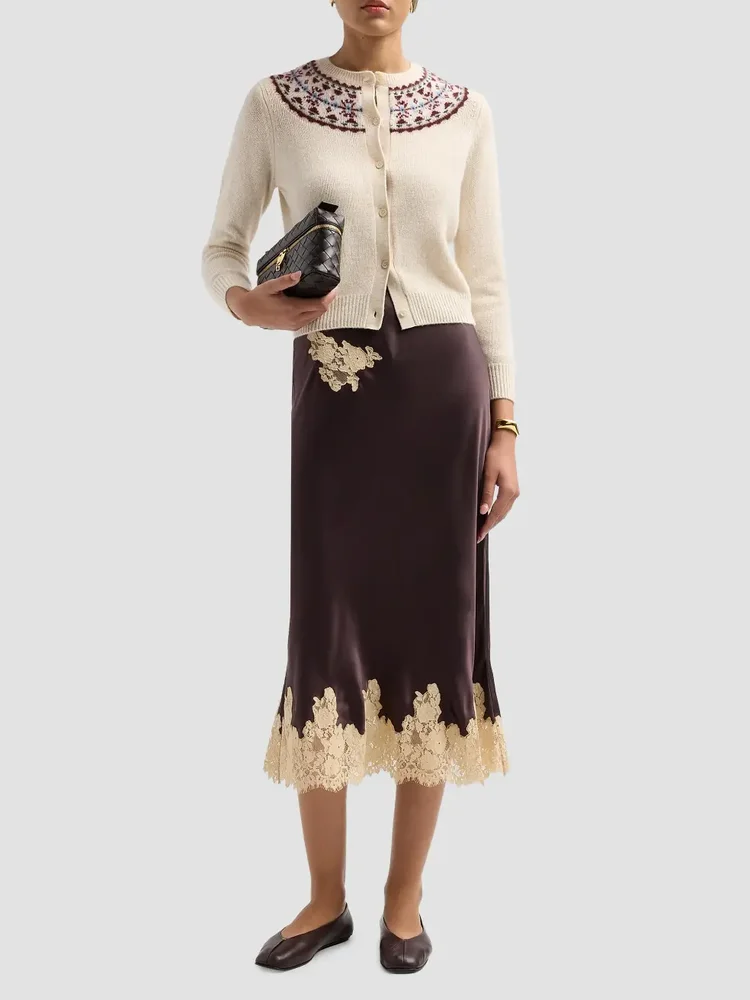 Elowen Bias-Cut Silk Midi Skirt