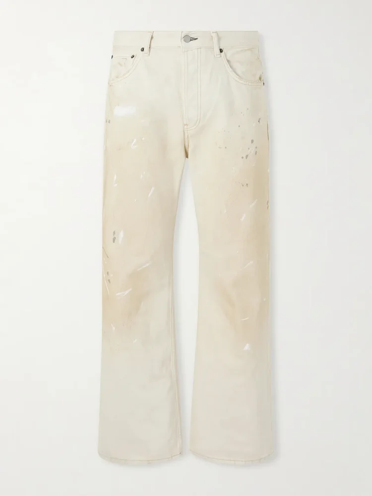 Paint-Splattered Straight-Leg Jeans