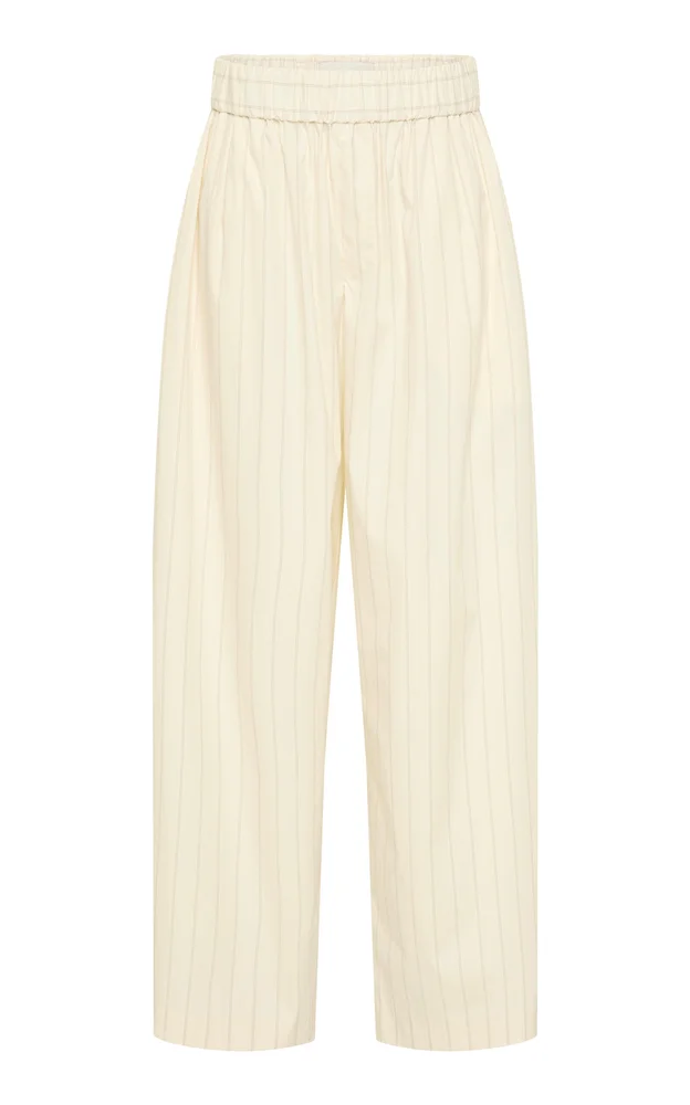 Everyday Relaxed Striped Cotton-Blend Wide-Leg Pants
