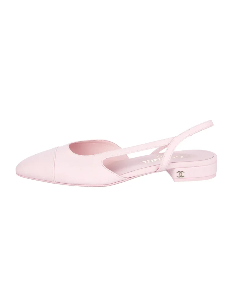Pre-Owned Interlocking CC Logo Canvas Slingback Flats