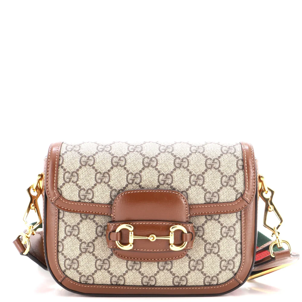 Pre-Owned Horsebit 1955 Shoulder Bag GG Coated Canvas with Leather Mini