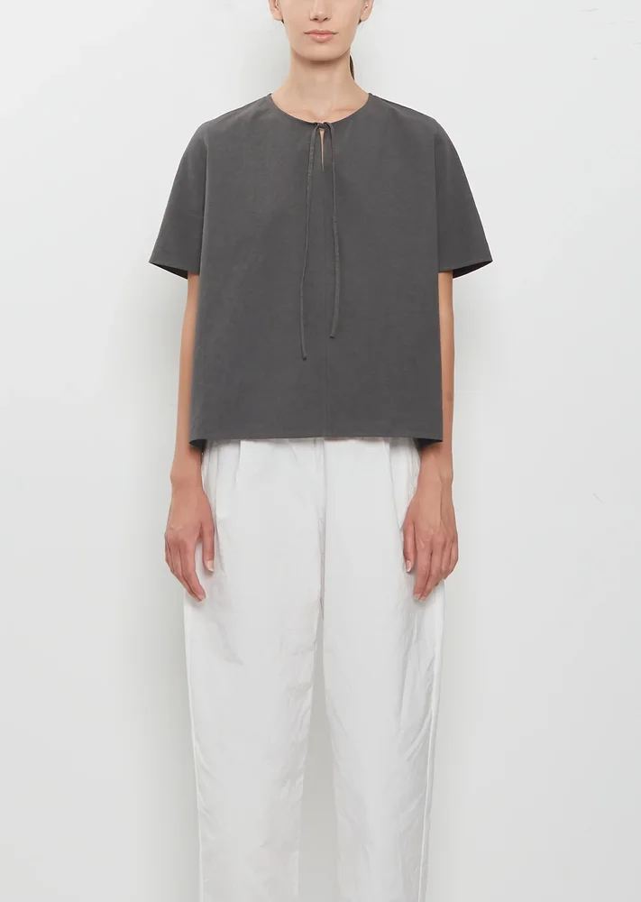 Boxy Ribbon Japanese Cotton Linen Top