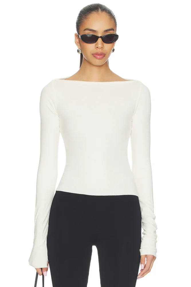 Long Sleeve Boatneck Top