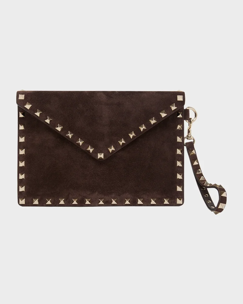 Rockstud Suede Wristlet Pouch Bag