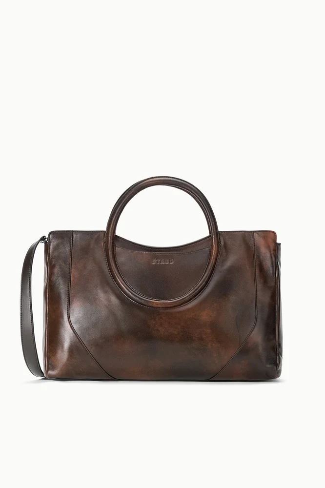 STAUD FALL 2026 MAUDE SATCHEL | ESPRESSO DISTRESSED