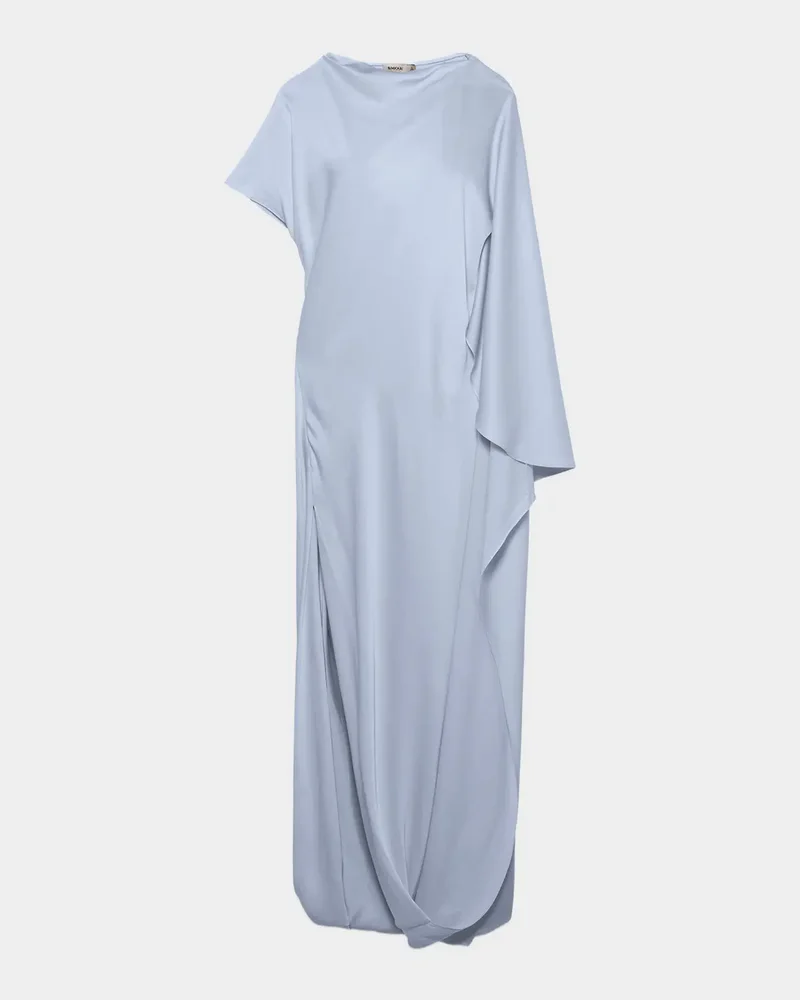 Ora Satin Asymmetric Drape Sleeve Gown