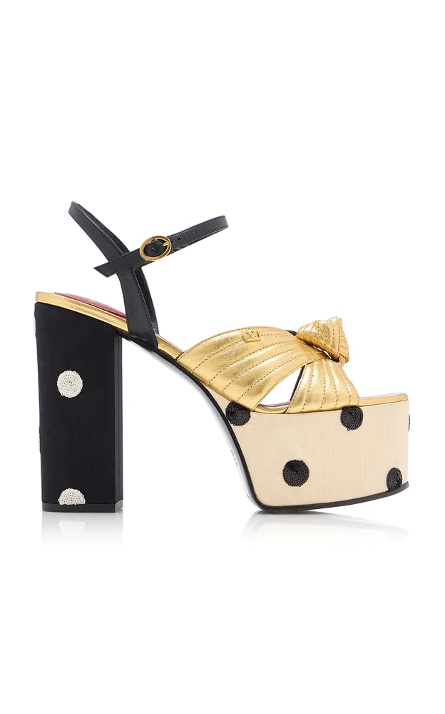Twist-Detailed Leather Platform Sandals