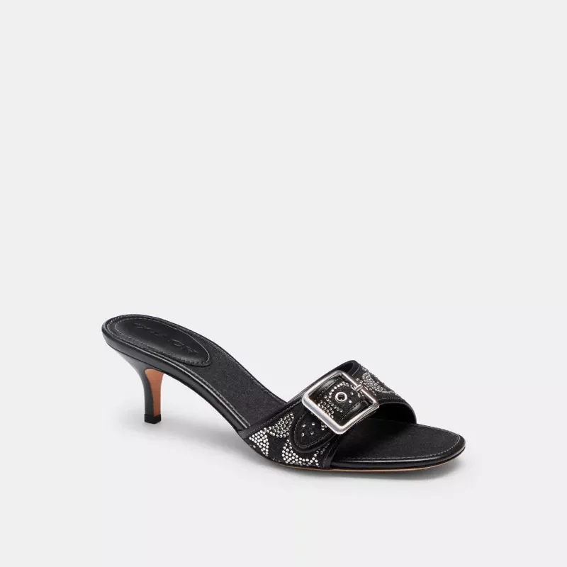 Margot Sandal With Crystal Signature (Black)