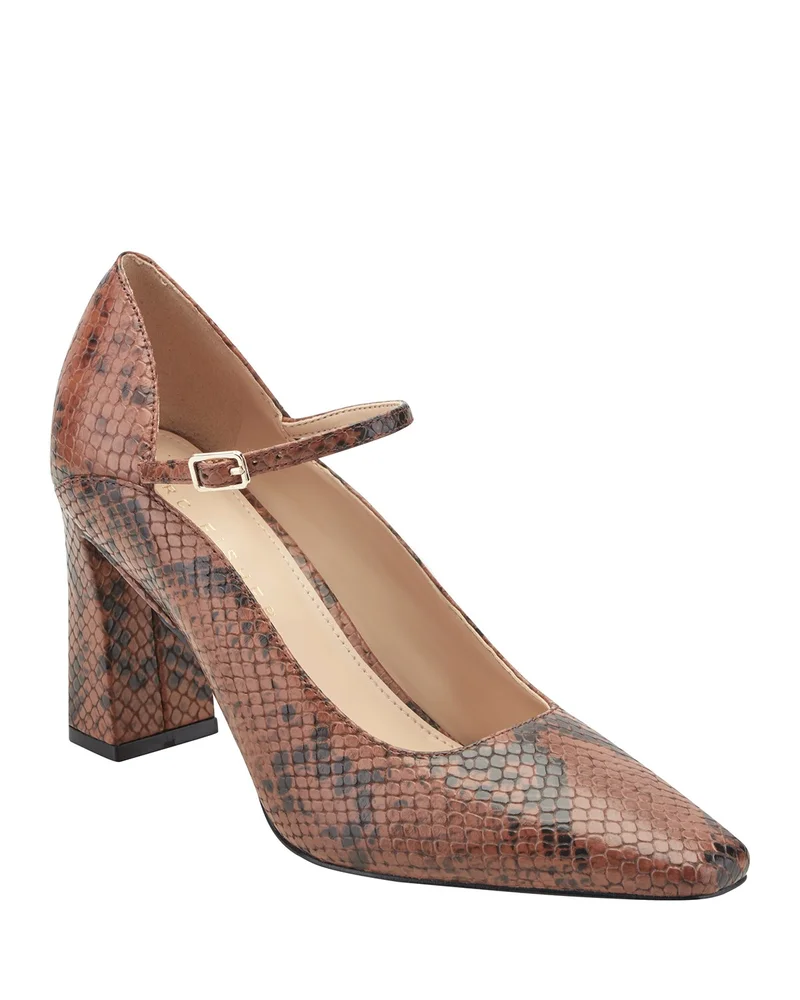 Women's Genevie Snake-Embossed Leather Mary Jane Pumps