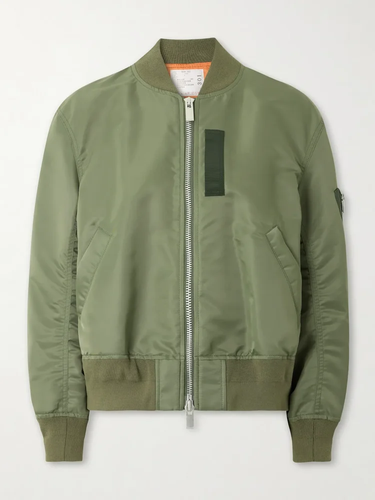 Pleated padded shell bomber jacket