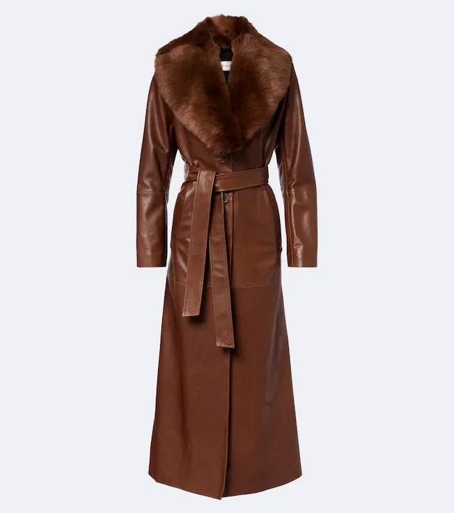 Dakota shearling-trimmed leather coat