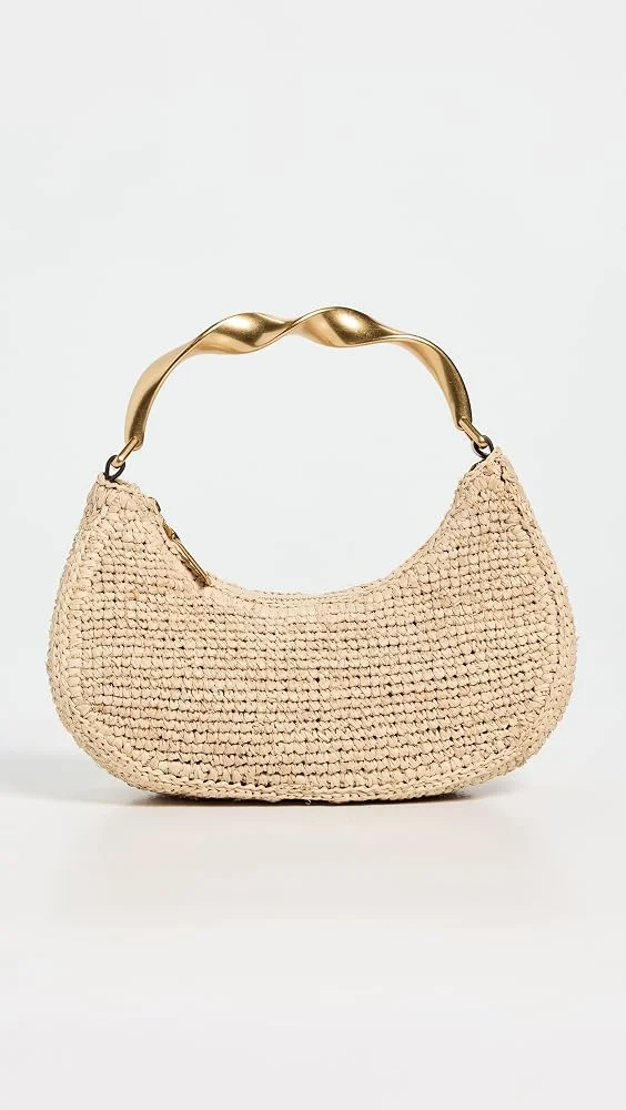 Nixi Twist Handle Raffia Hobo Bag
