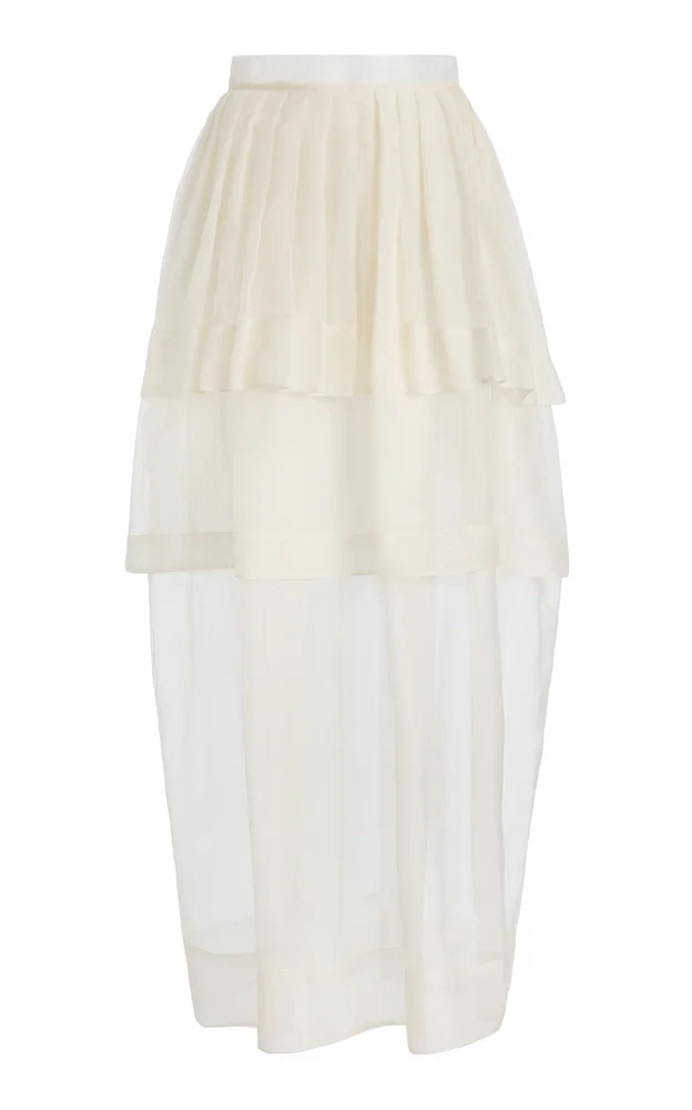 Exclusive Canna Silk Organza Maxi Skirt
