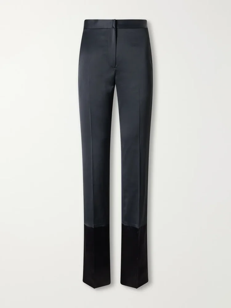 sue paneled satin straight leg pants