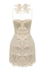Rebellion Corseted Linen-Silk Lace Mini Dress
