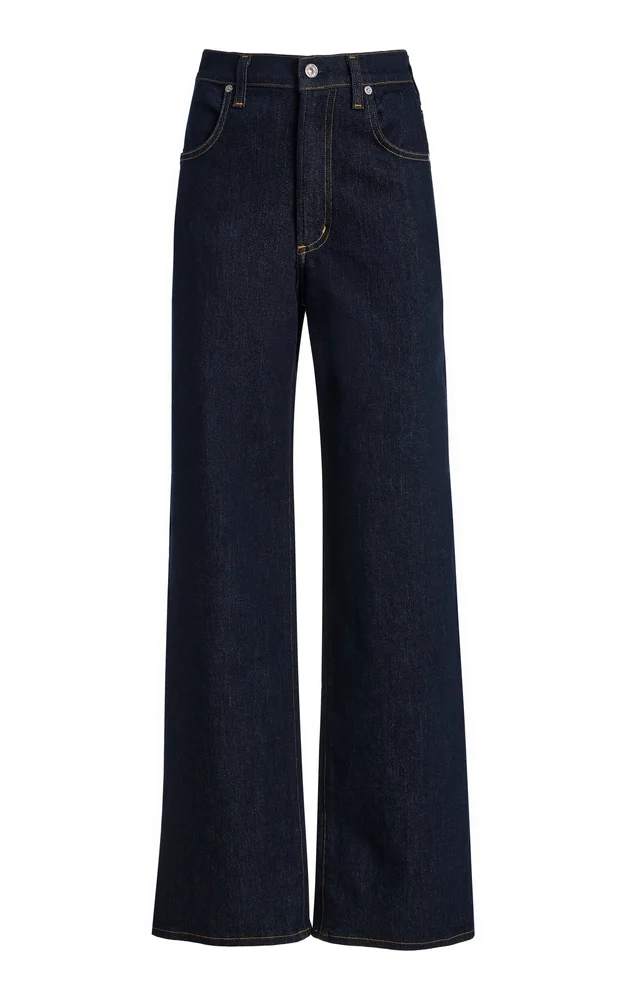 Annina Silk-Denim Mid-Rise Straight-Leg Jeans