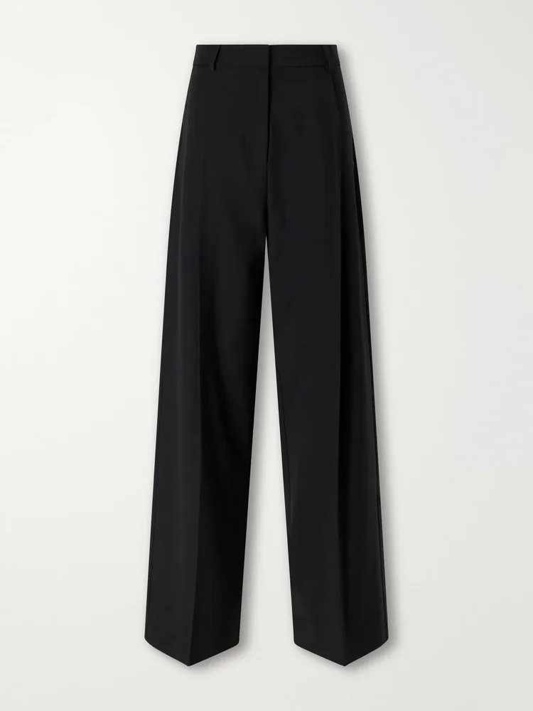 Mika pleated wool straight-leg pants