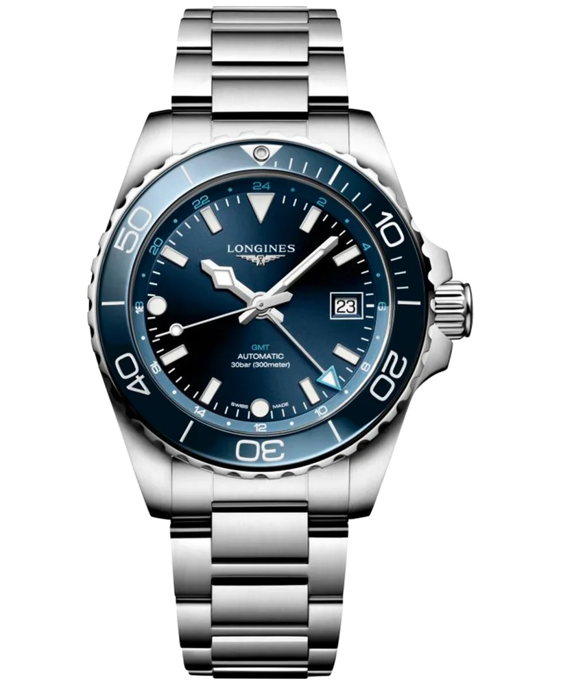 Automatic HydroConquest GMT Stainless Steel Bracelet Watch