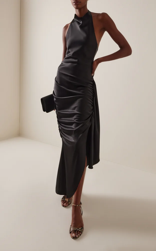 Mase Ruched Satin Maxi Dress