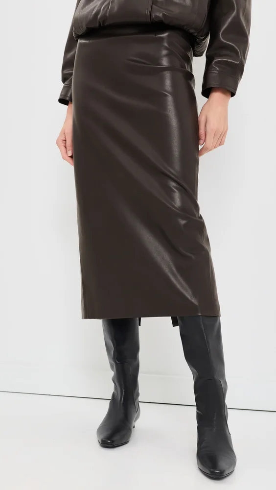 Faux Leather High Waist Curve Skirt