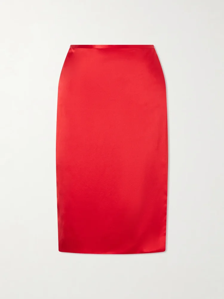 Rixa satin wrap midi skirt