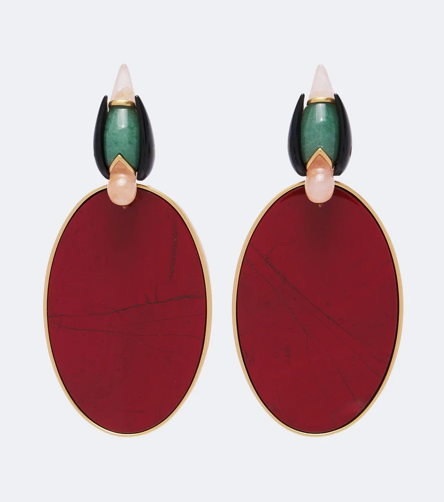 16kt gold-plated embellished drop earrings