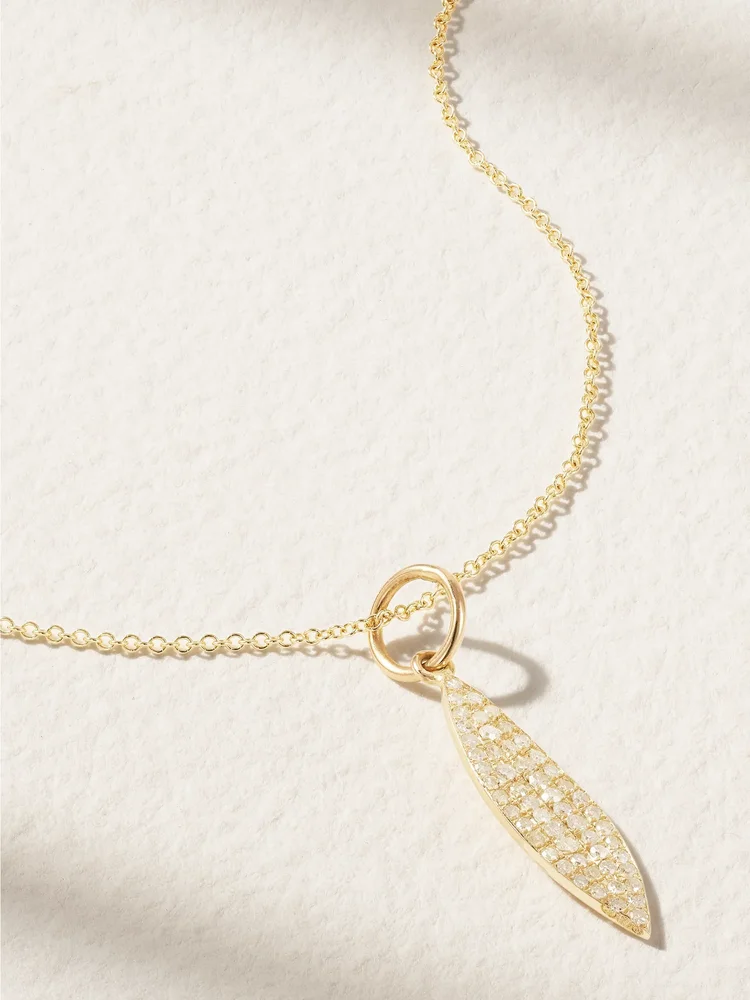 Leaf 18-karat gold diamond necklace