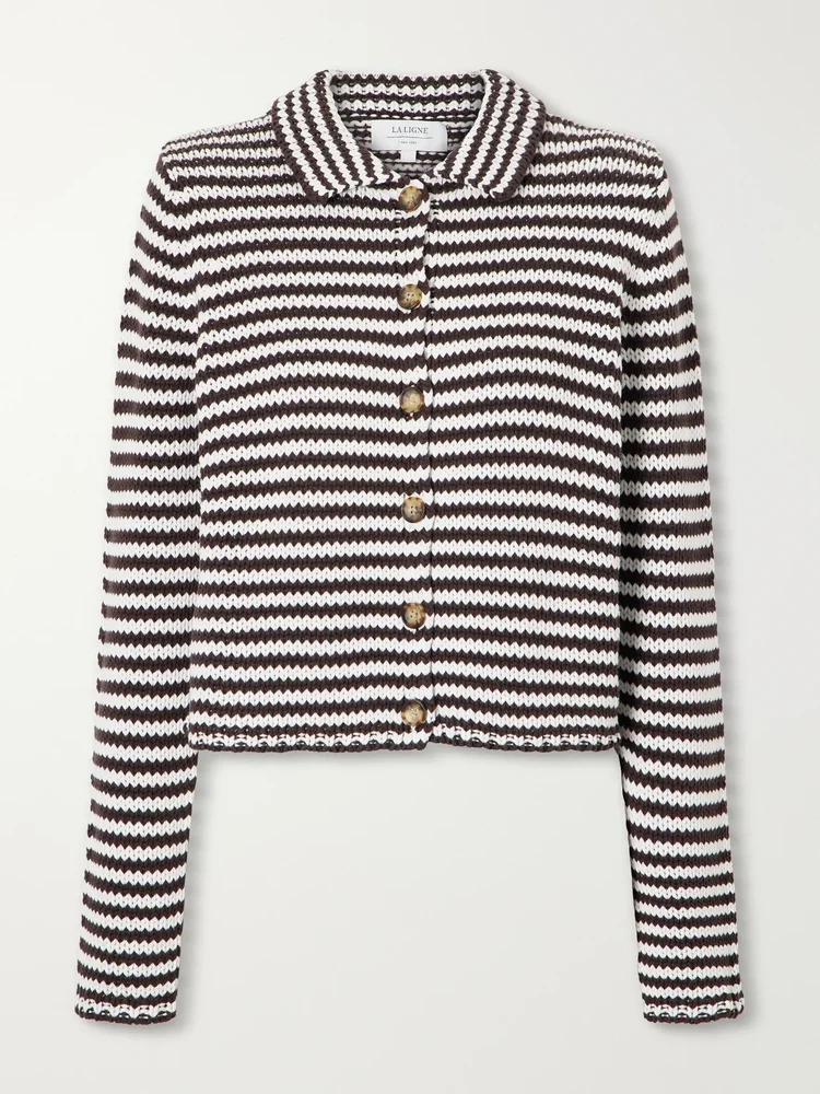 mini marina cropped striped cotton cardigan