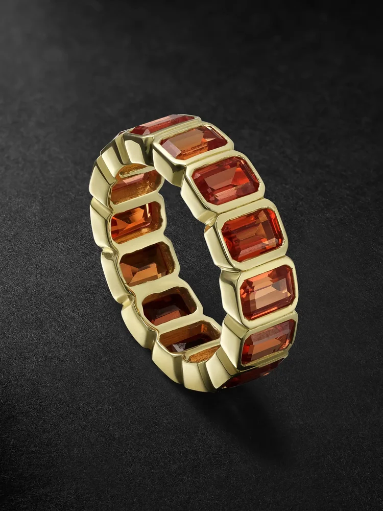 14-Karat Gold Orange Sapphire Eternity Ring