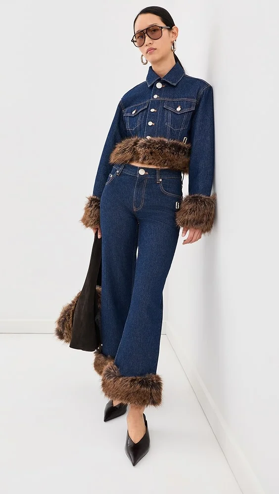 Faux Fur Cropped Jeans
