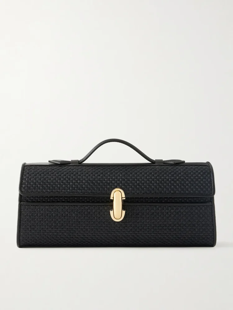 Slim Symmetry woven leather top-handle bag