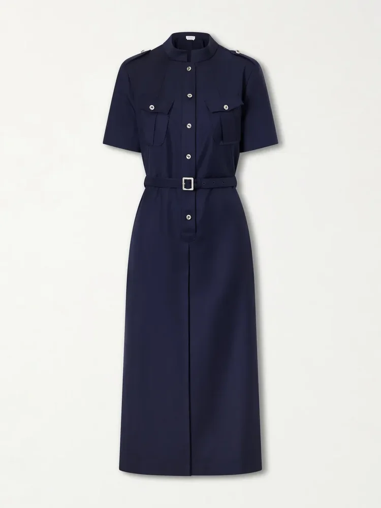 Police belted pleated midi dress