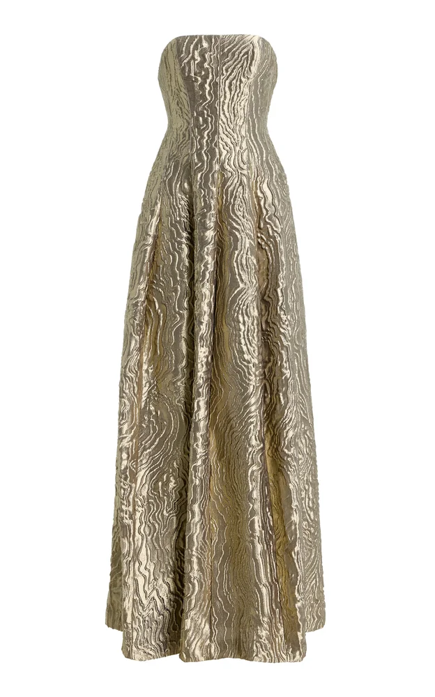 Celeste Metallic Jacquard Gown