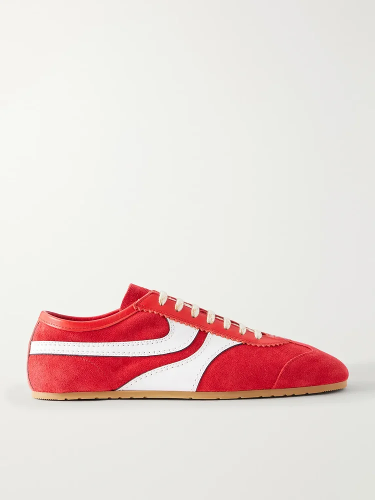 Leather-Trimmed Suede Sneakers