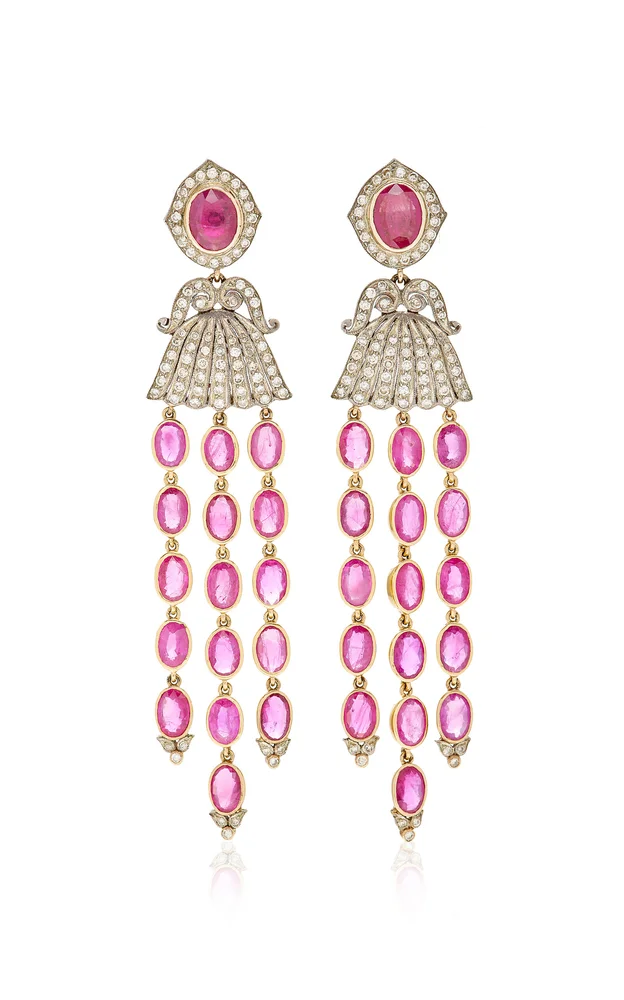 One of a Kind 14K Gold, Ruby And Diamond Earrings
