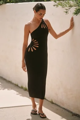 One-Shoulder Cutout Knit Dress