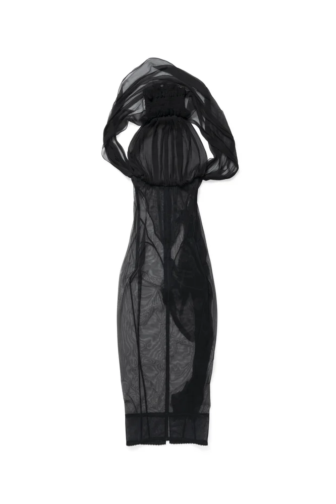 Cage of Mind corseted stretch-mesh dress
