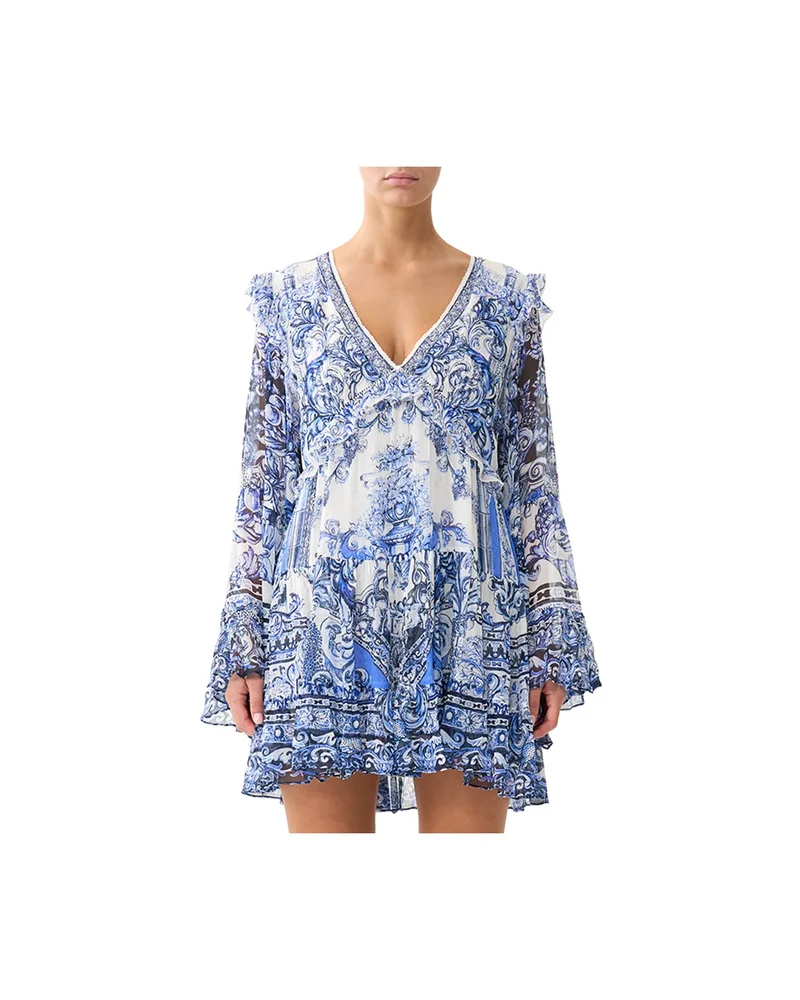 Silk Tiered Swing Mini Dress