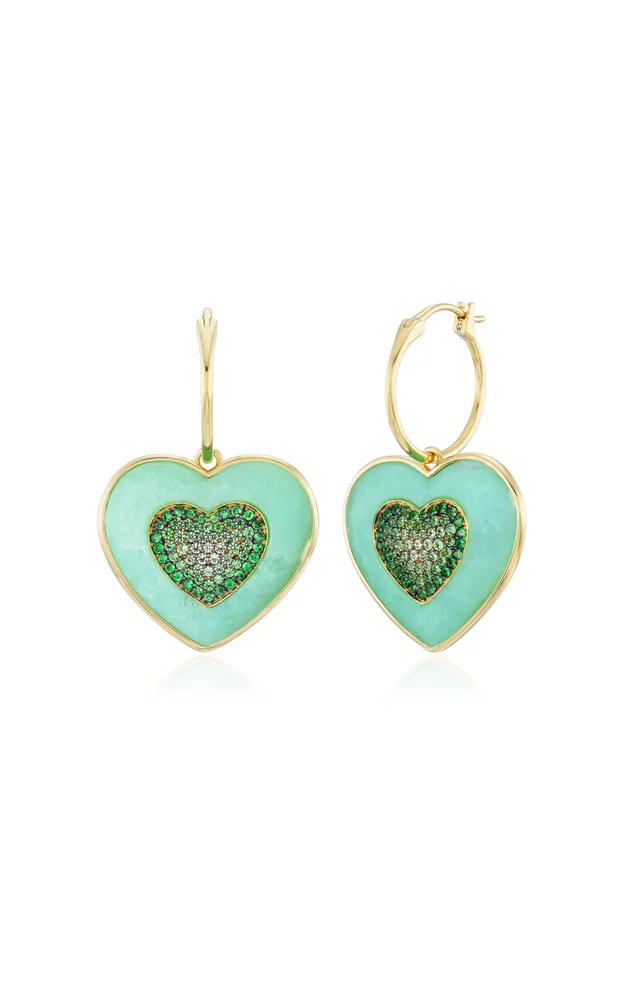Rock Heart 18K Yellow Gold Multi-Stone Earrings