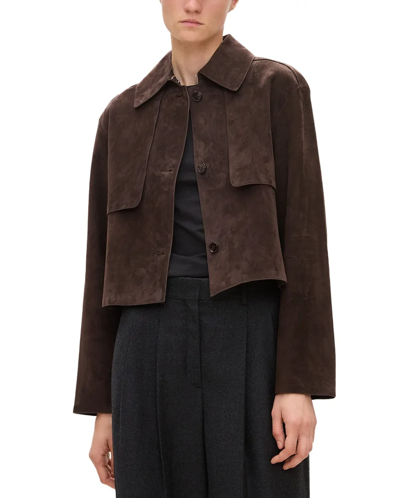 Reece Cropped Leather Trench Coat