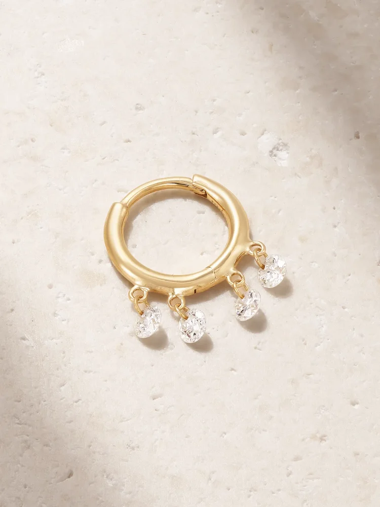 Bohème 18-karat gold diamond single hoop earring
