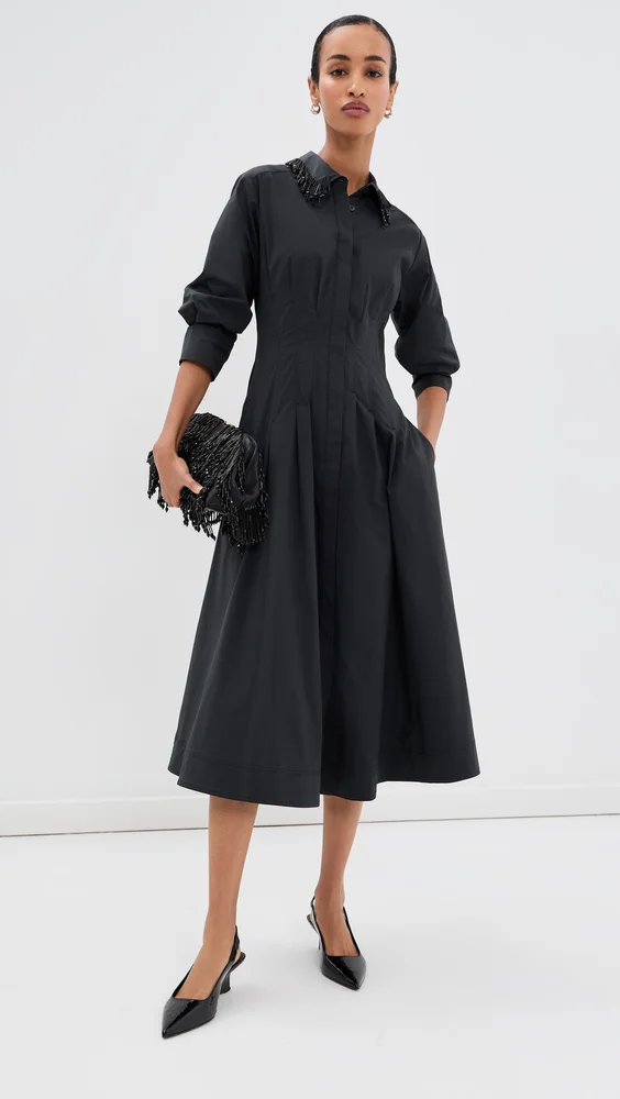 Jazz Embellished Pintuck Midi Dress
