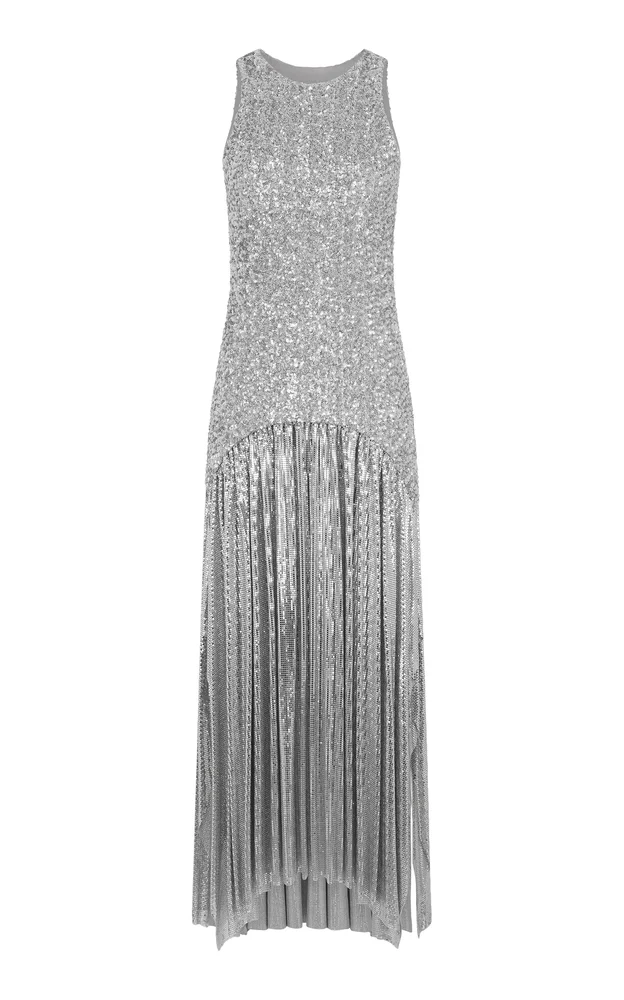 Sequined Mesh Maxi Dress