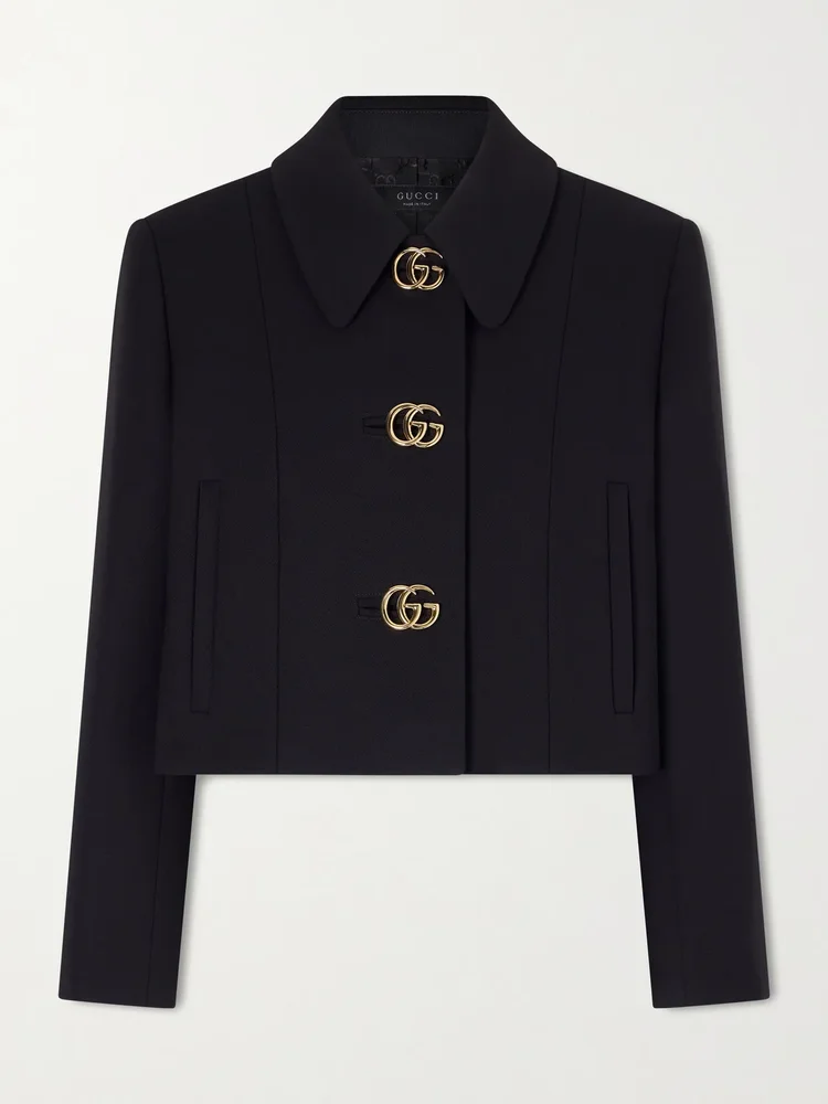 Cropped wool-crepe jacket