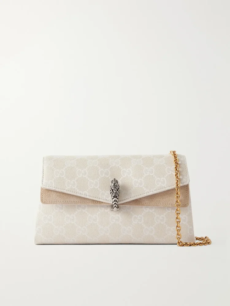 Gucci Dionysus leather-trimmed canvas-jacquard shoulder bag