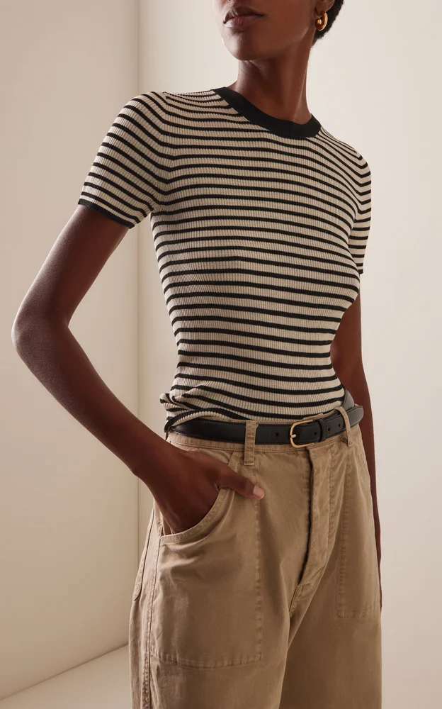 Hettie Striped Silk T-Shirt