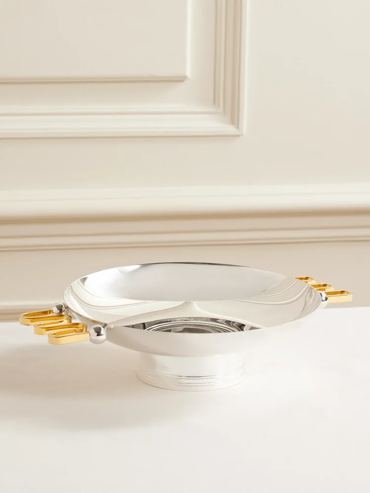 Silver-plated and gold-tone bowl