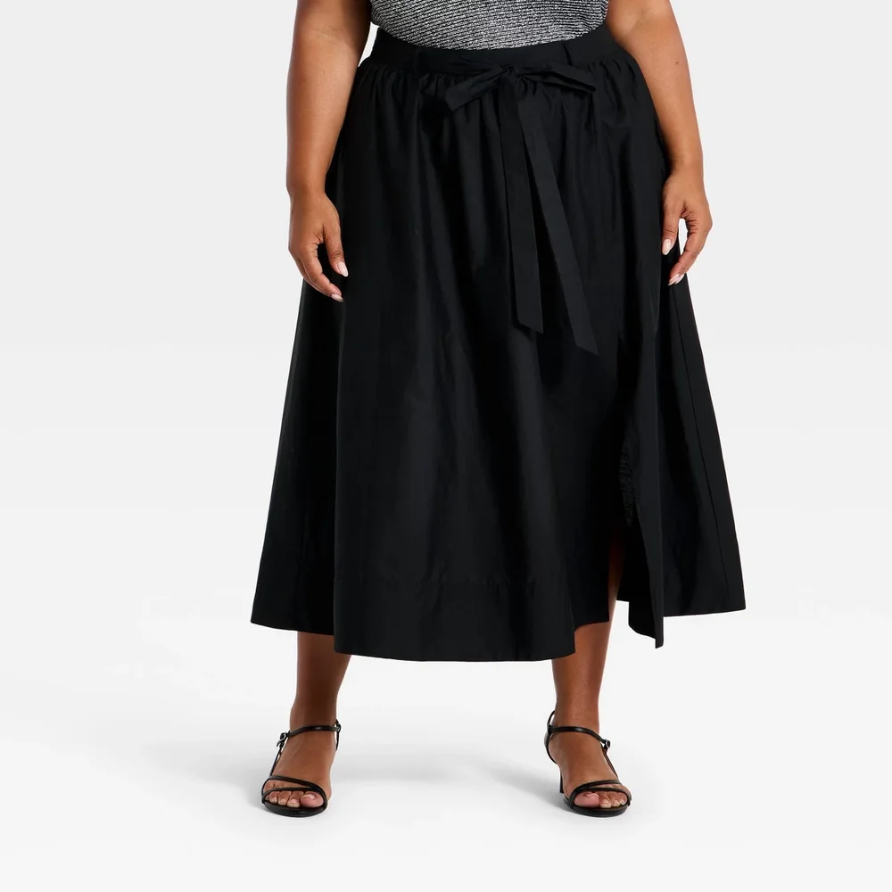 Belted Maxi A-Line Skirt