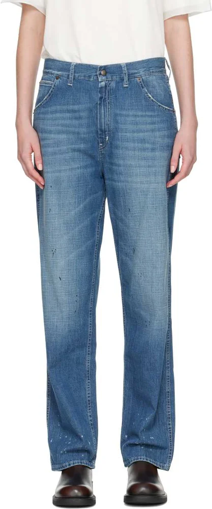 Blue Treated Denim Jeans
