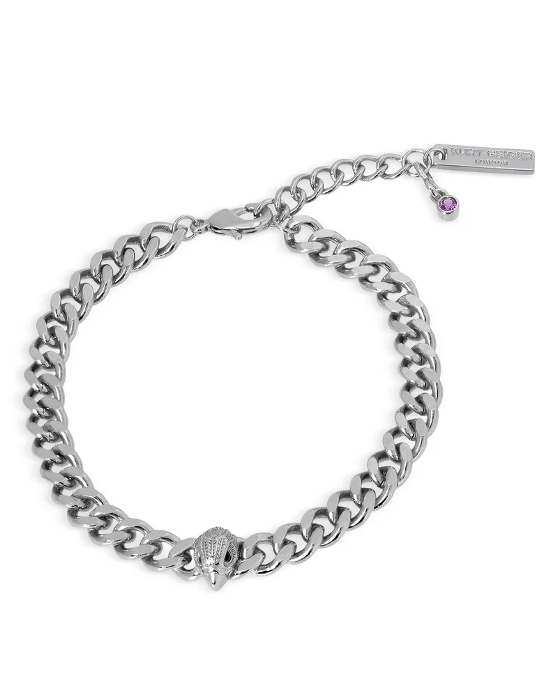 Kurt Geiger London Pavé Signature Eagle Curb Chain Link Bracelet in Silver Tone